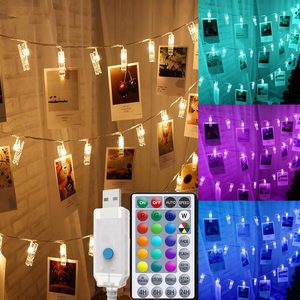 Cedarmoss 20ft Photo Clips String Lights Color Changing 40 LEDs, RGB (Red, Green, Blue), 50 Count