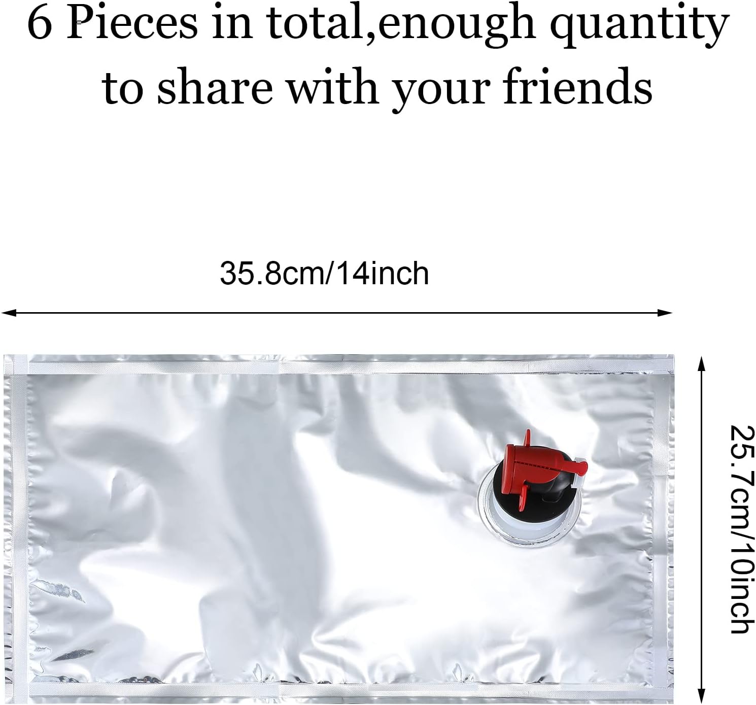 Birchmont 6 Pcs 1.5L Alcohol Pouches Wine Purse Bags with Spout, Reusable Replacement, 0.24 kg, Silver