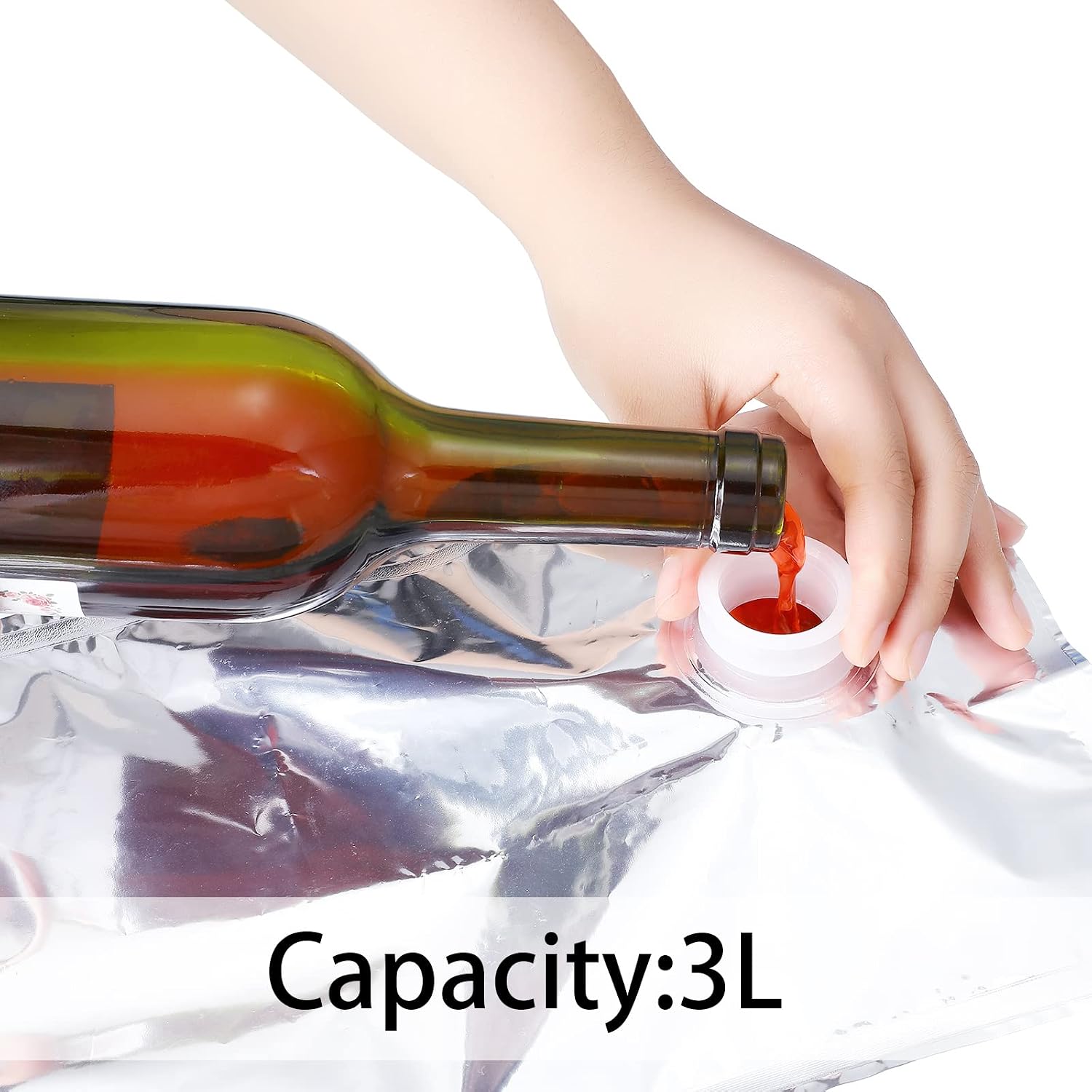 Birchmont 6 Pcs 1.5L Alcohol Pouches Wine Purse Bags with Spout, Reusable Replacement, 0.24 kg, Silver