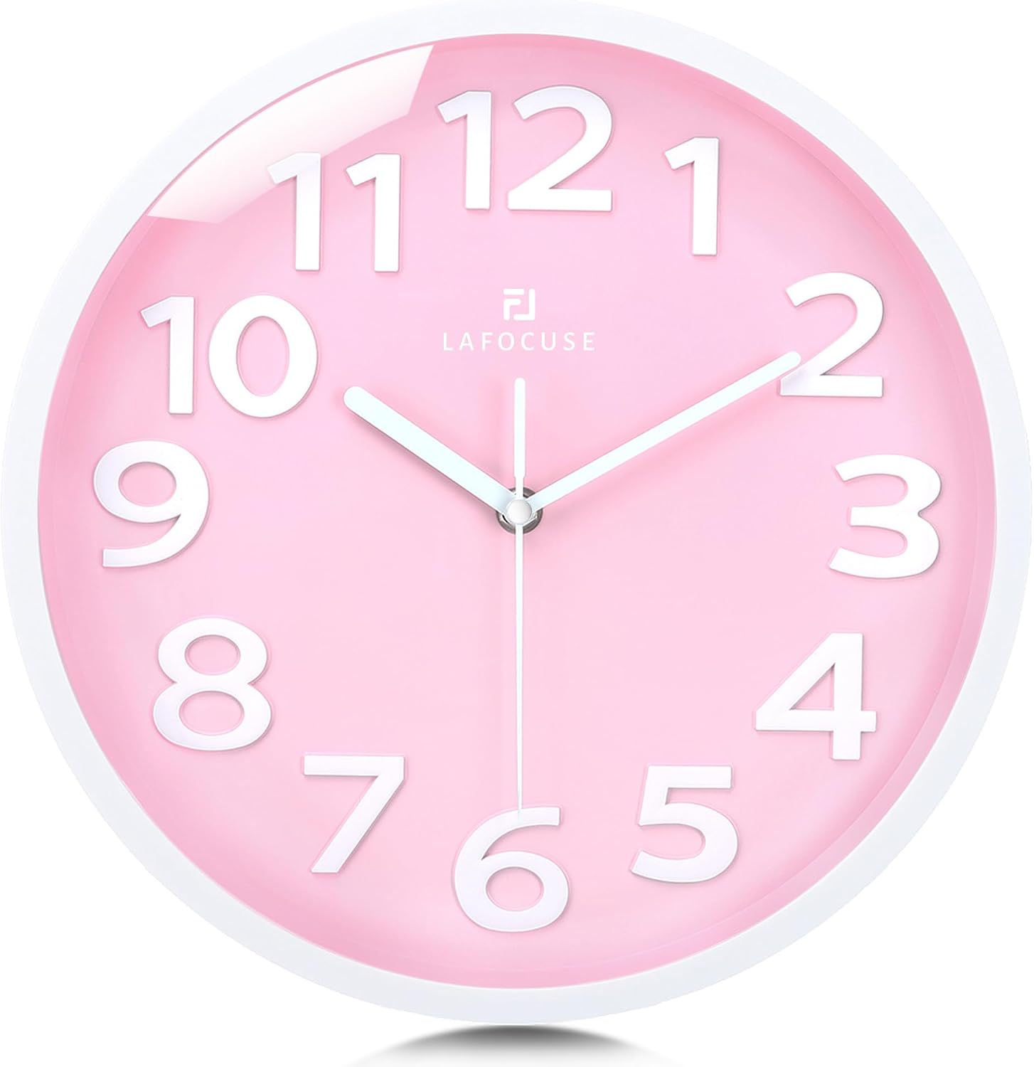 Ashenby 12 Inch Modern Analog Light Pink Wall Clock for Girls Bedroom, Diameter: 12"(30 cm)