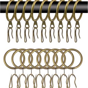 Birchmont 40 Pcs Metal Curtain Rings & Hooks - 30 mm Internal Diameter Decorative Curtain Hanging Rings, 13.12 ounces, Bronze, 80