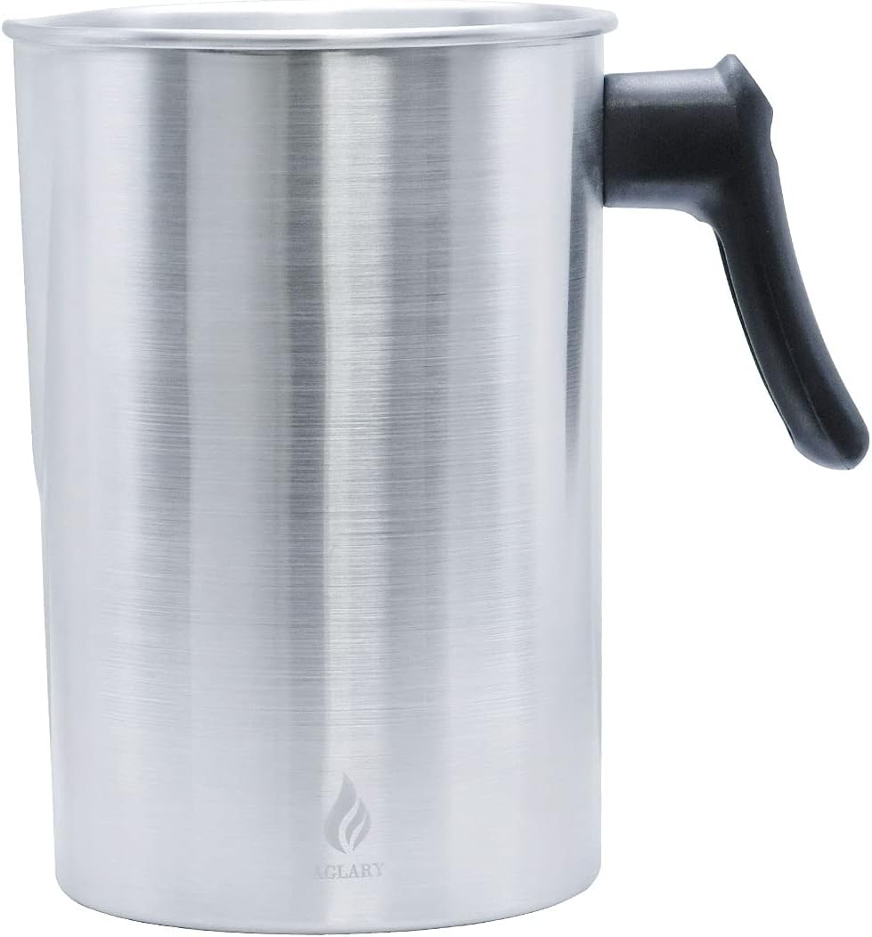 VelloHome Candle Making Pouring Pot, Double Boiler Aluminum Candle Wax Melting Pitcher, 4 pounds, Silver