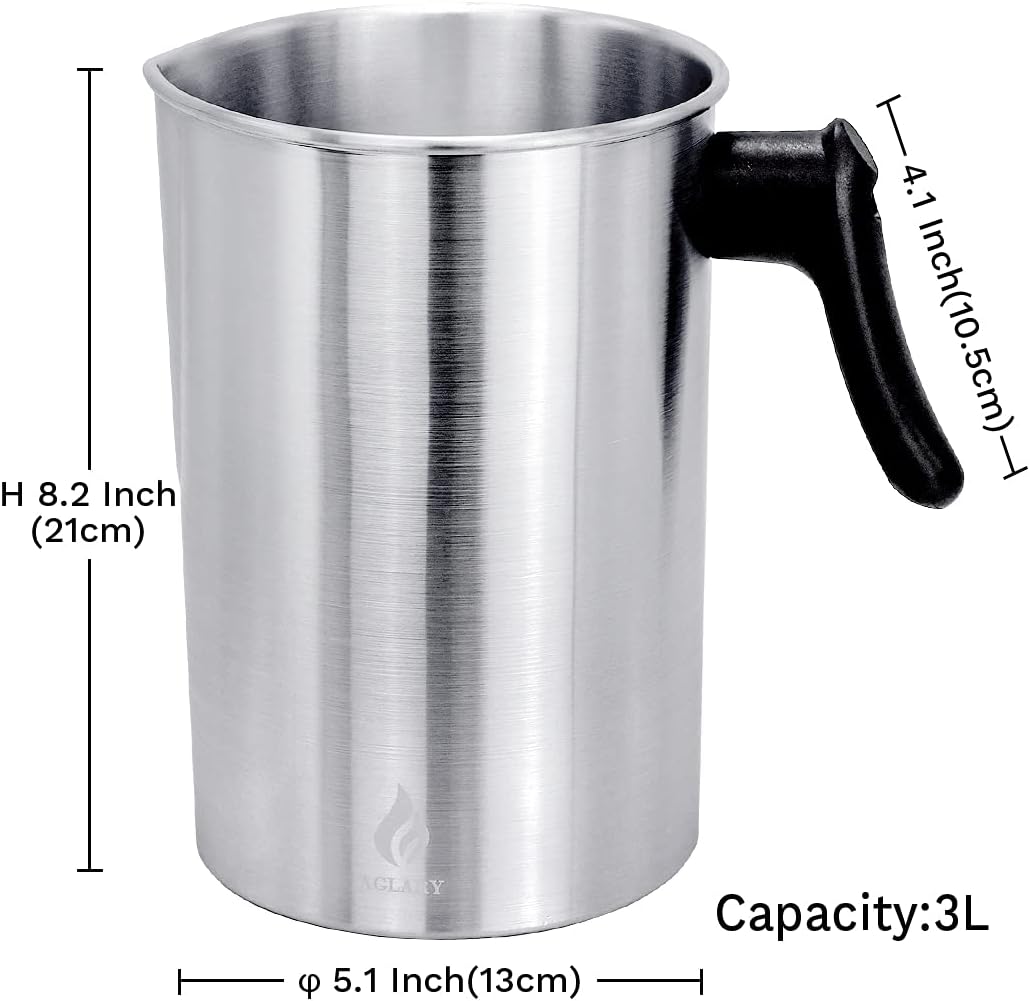 VelloHome Candle Making Pouring Pot, Double Boiler Aluminum Candle Wax Melting Pitcher, 4 pounds, Silver