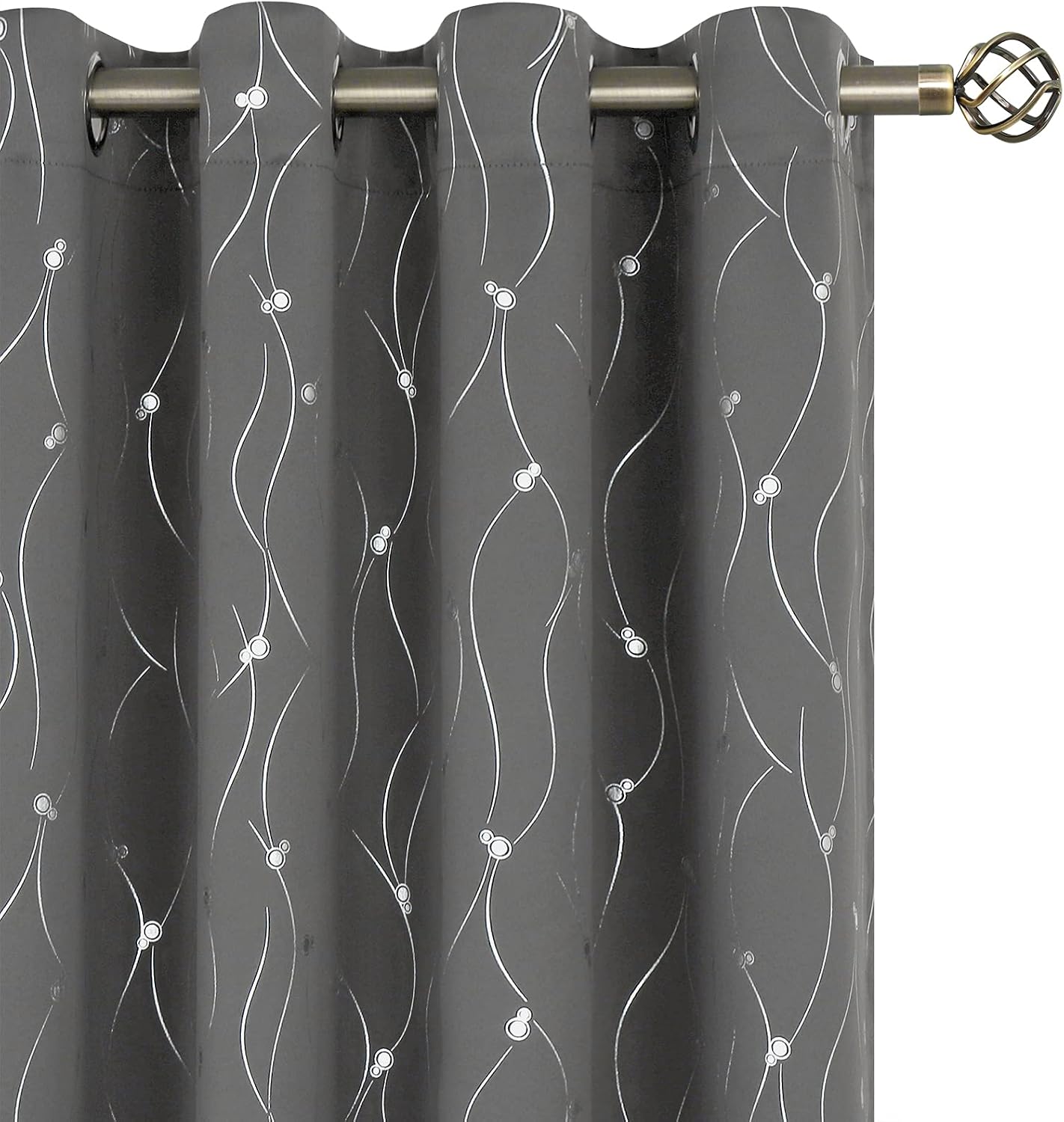 Birchmont Blackout Curtains for Bedroom/Living Room - 2 Panels, 3 pounds, Dot-dark Grey