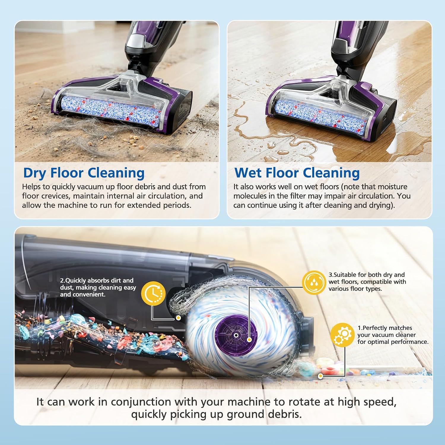 DomiCasa Brush Replacement for Bissell CrossWave Vacuum cleaner 3888A 2306A