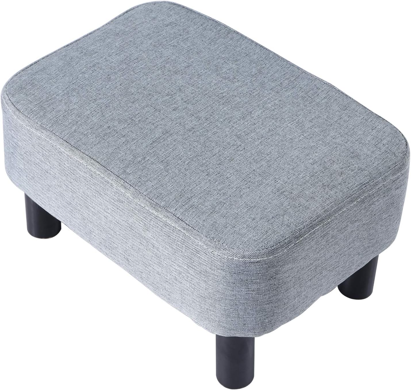 Aldernest Small Footstool Ottoman, Linen Fabric Footrest, Gray Blue RF-BD214-D, 15.7"D x 11"W x 9.1"H, Light Grey Small