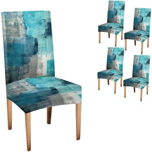 Aldernest Grey Blue Turquoise Teal Dining Chair Covers Set of 4