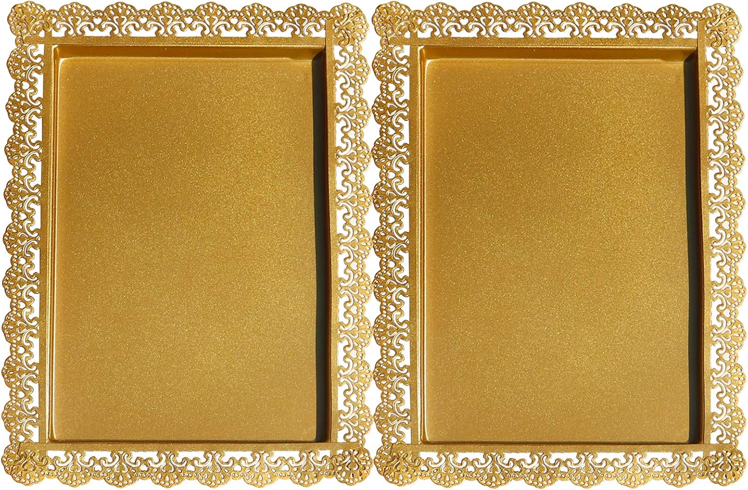Ashenby 2Pcs Rectangle Iron Cupcake Serving Tray Fruit Dessert Plates for Party Anniversary Wedding Christmas Baby Shower, 1.04 kg, Gold