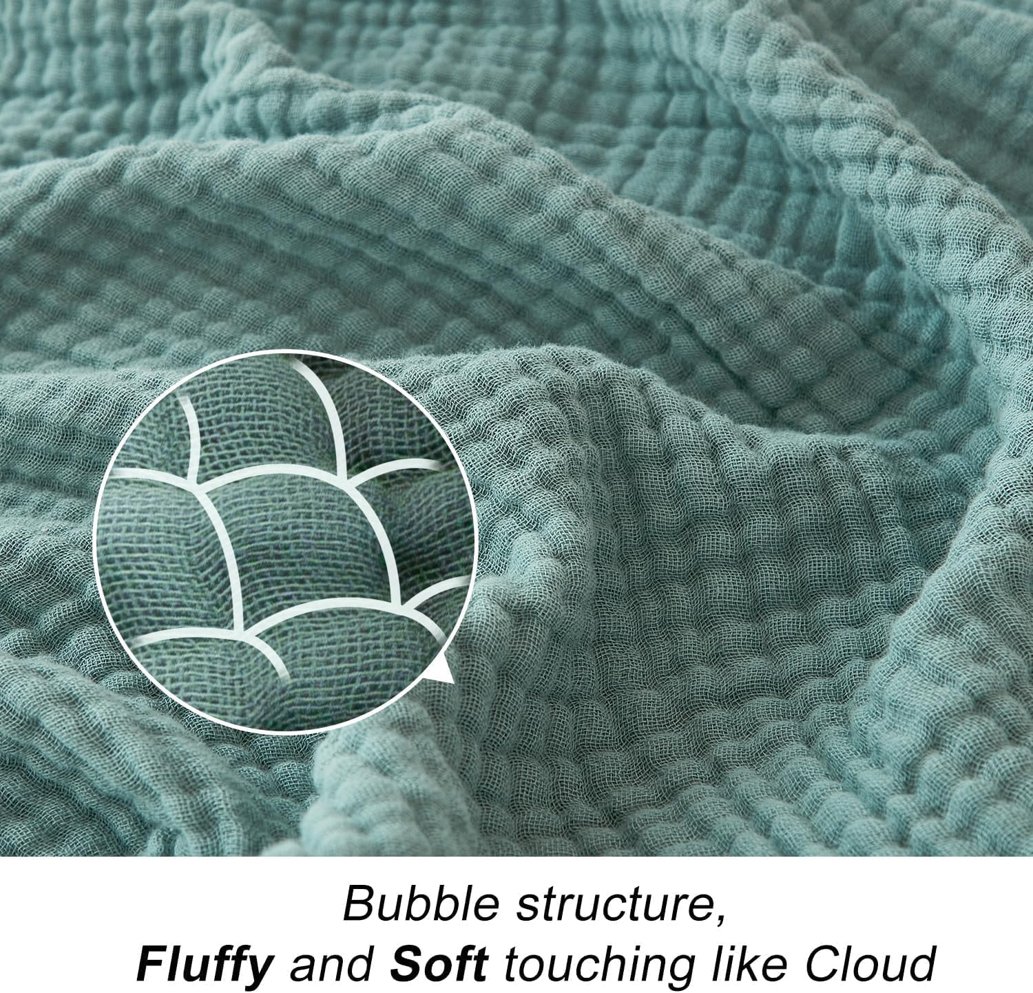 Aldernest Muslin Throw Blankets for Adults Couch 100% Cotton Soft Teal 50"x71", 0.81 kg
