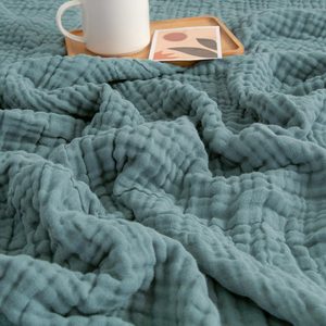 Aldernest Muslin Throw Blankets for Adults Couch 100% Cotton Soft Teal 50"x71", 0.81 kg