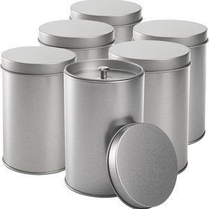 Ashenby 6 Pack Tea Tin Canister with Airtight Double Lids, 0.74 kg, 12 Oz, Silver