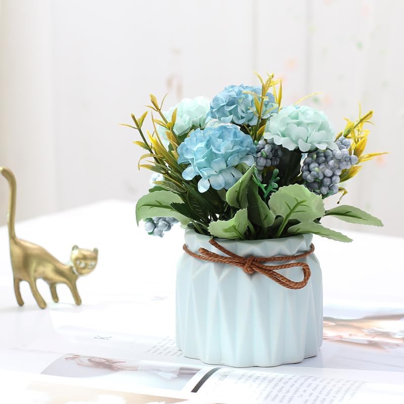 Ashenby Fake Hydrangeas with Pot, 1.6 ounces, Blue