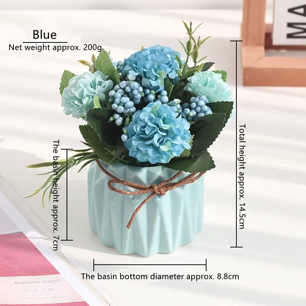Ashenby Fake Hydrangeas with Pot, 1.6 ounces, Blue