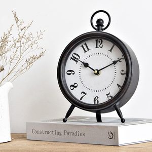Aldernest Vintage Black Table Clock on Stand, Decorative Desk and Shelf Clock, 16 ounces, 10.3"H