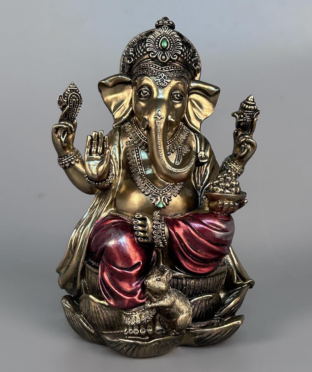 NestoraHome Ganesh Statue Elephant Buddha Home Decor Hindu Figurine 7.2" H, 1.1 pounds, Brown