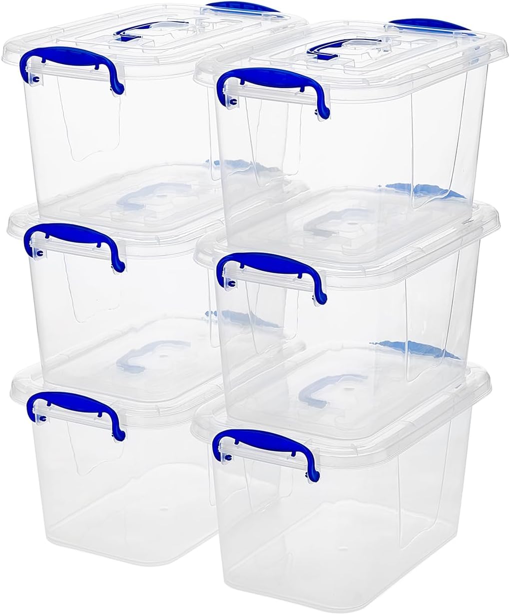 Aldernest 6-Pack Clear Plastic Storage Bin with Lids, 2 pounds