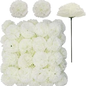 Aldernest 50 Pack Artificial Silk Carnation Picks, 3.2 ounces, Ivory White