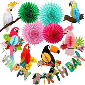Tanglewick Tropical Birds Party Supplies, 9.6 ounces, 11"x8", Green, Pink, Yellow, Orange, 5 Count