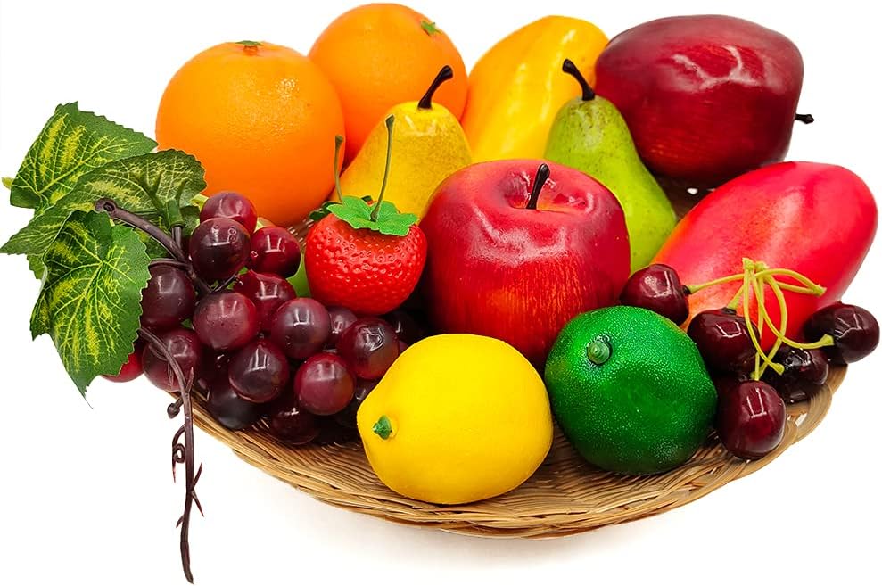 Aldernest 17 Pcs Fake Fruit, Simulation Fruit Props for Photography, Display, 9.6 ounces