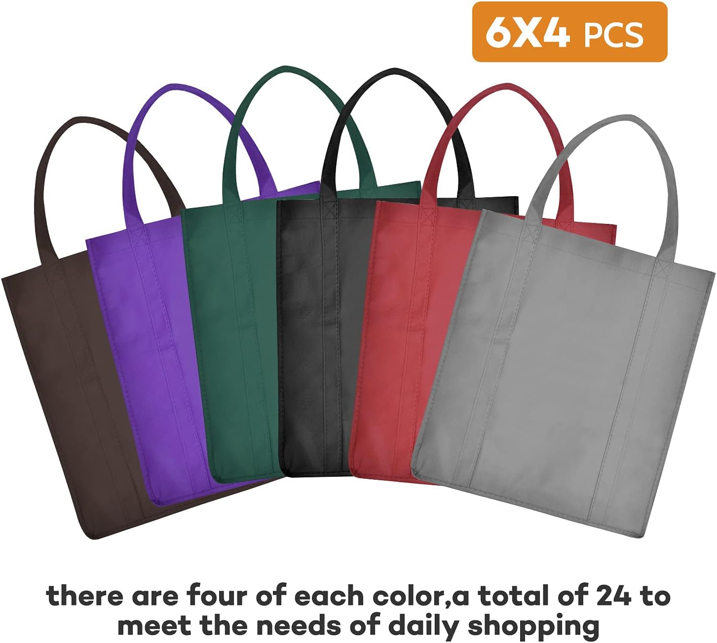 Ashenby 24-Pack Reusable Grocery Bags, Large Washable Foldable Shopping Bags