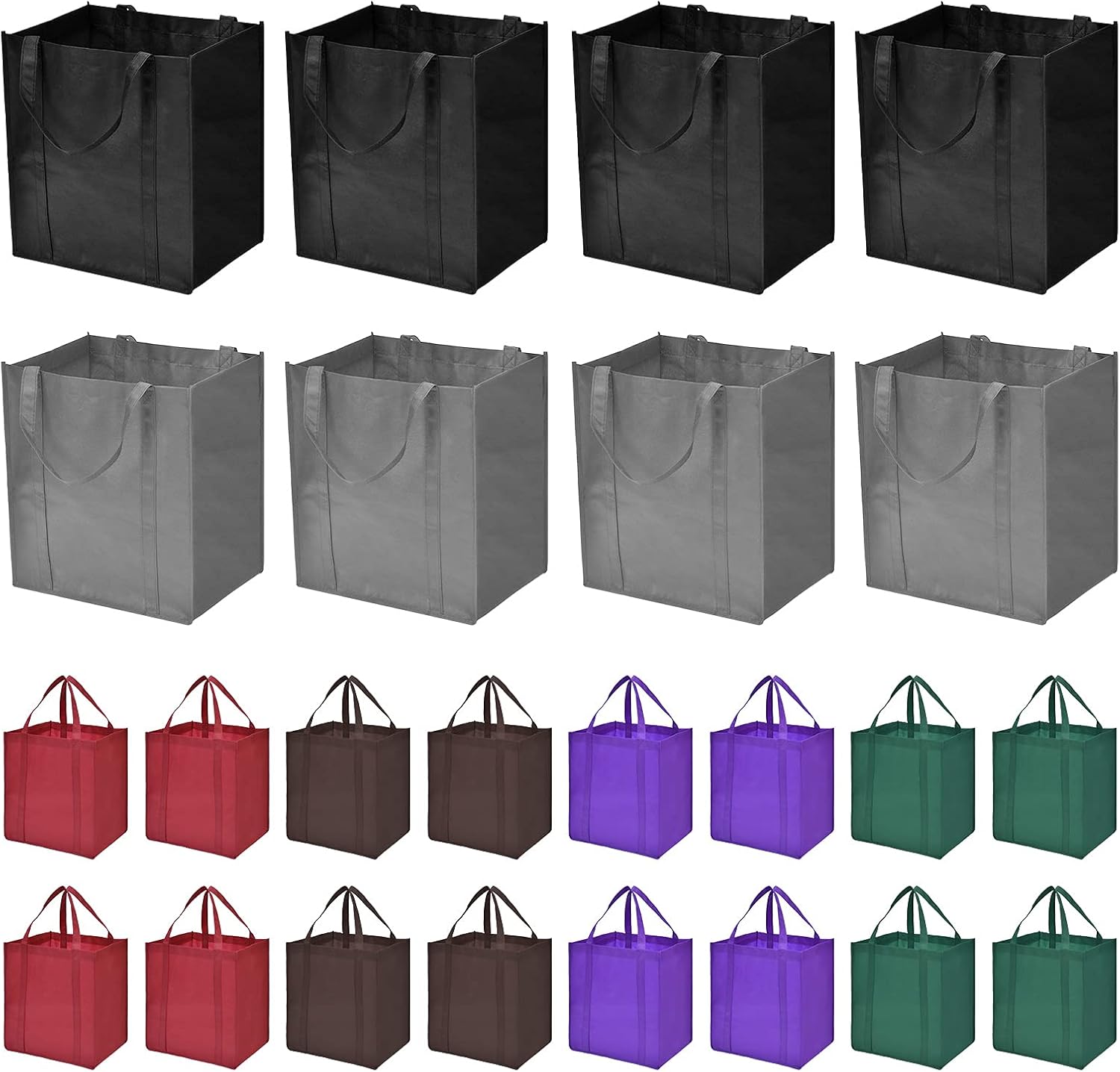 Ashenby 24-Pack Reusable Grocery Bags, Large Washable Foldable Shopping Bags