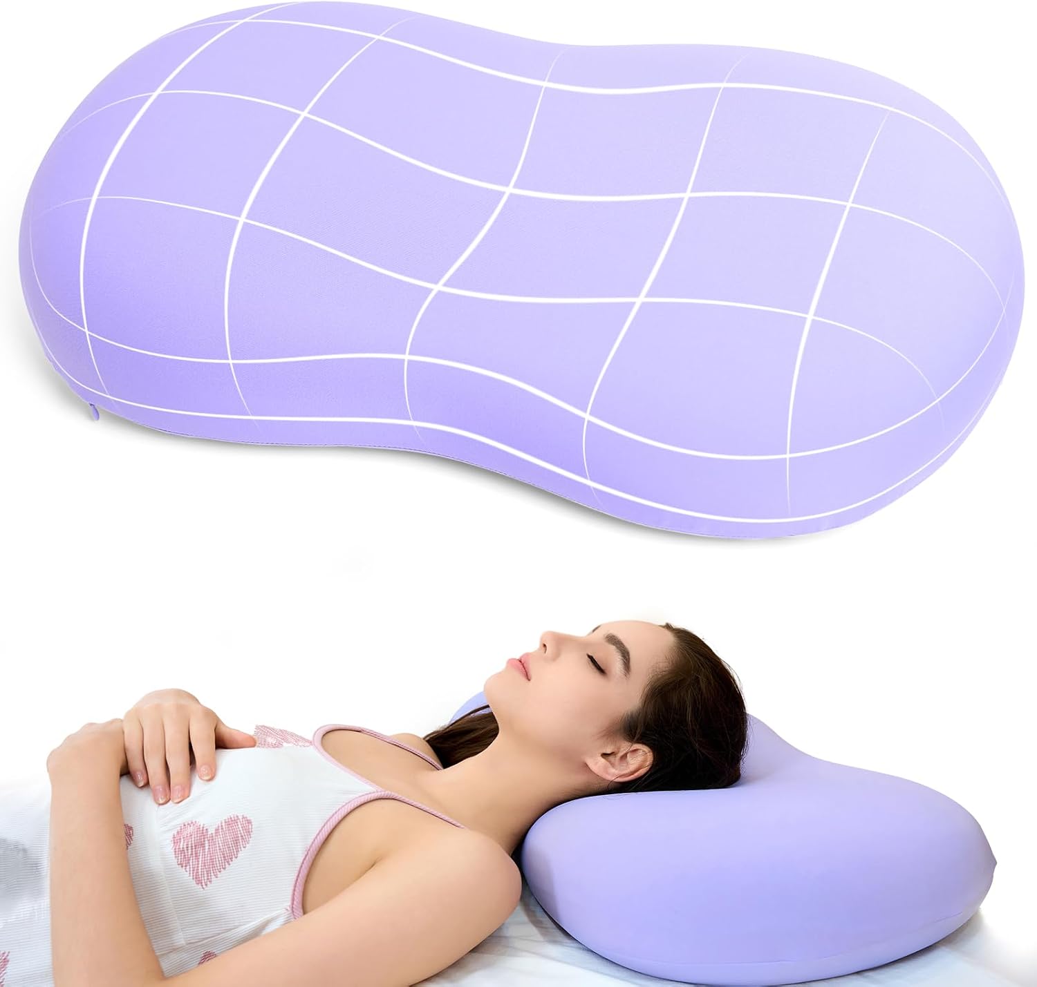 Aldernest Memory Foam Pillows - Cervical Neck Pillows for Pain Relief, 3 pounds, Purple Pillow