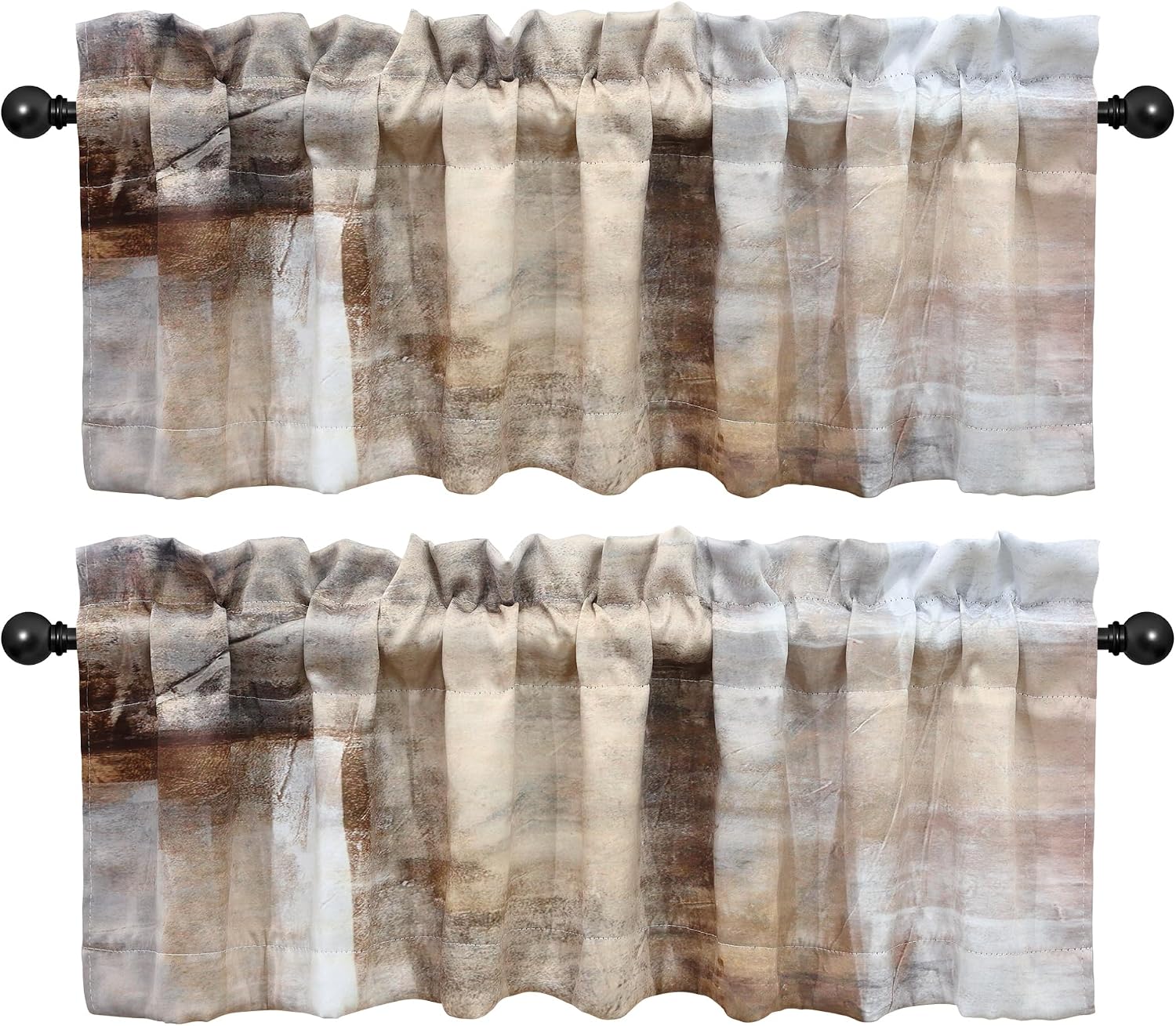 Aldernest Beige Brown Valances for Windows, 2 Pack | 52x18 Inch, Blackout, Brown Beige