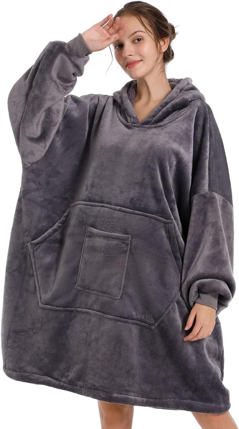 Ashenby Blanket Hoodie Sweatshirt, Wearable Blanket Oversized Sherpa Hoodie