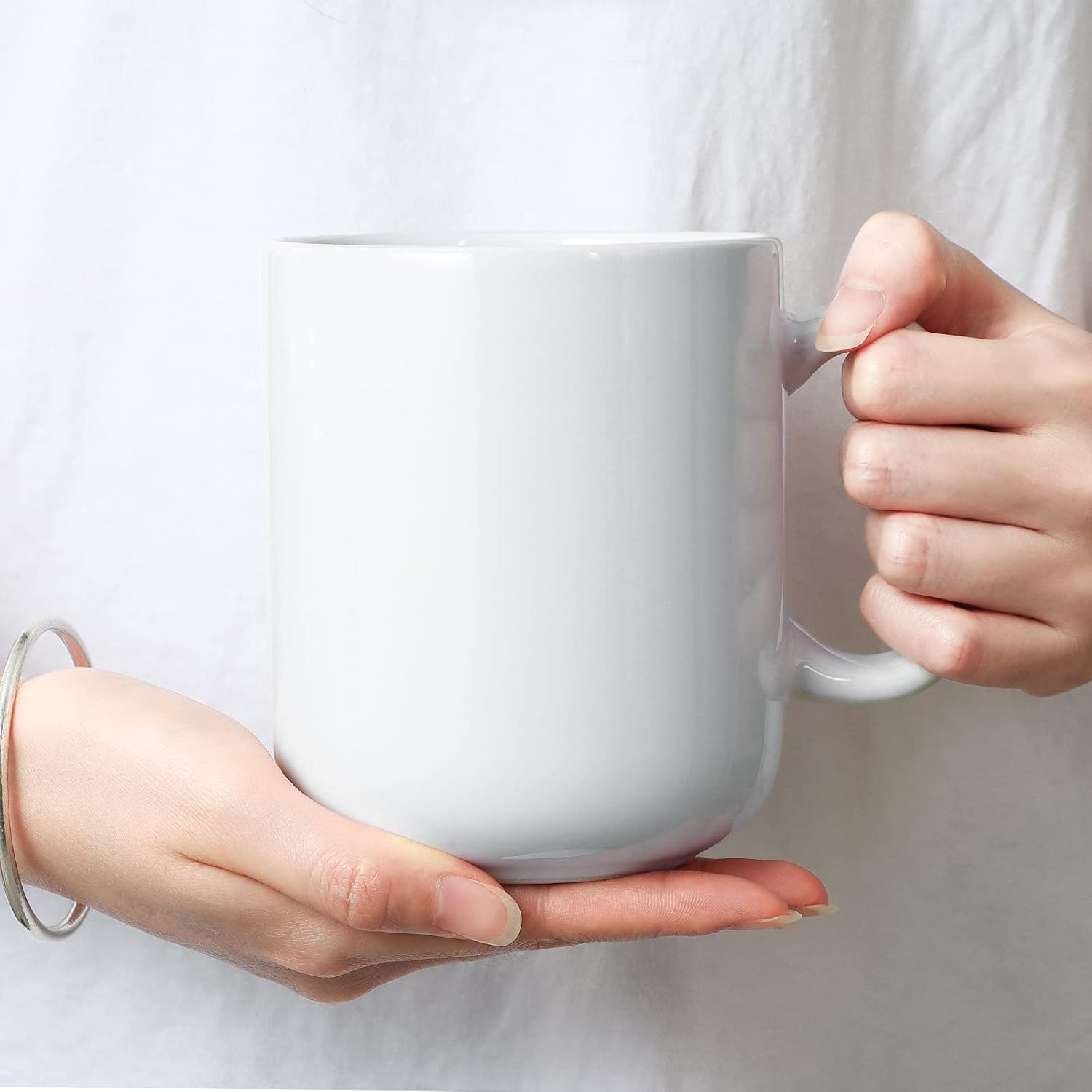 Ashenby 20 OZ Large Coffee Mug, M016 Ceramic Big Tea Cup with Handle for Dad Men, 566.99 g, White
