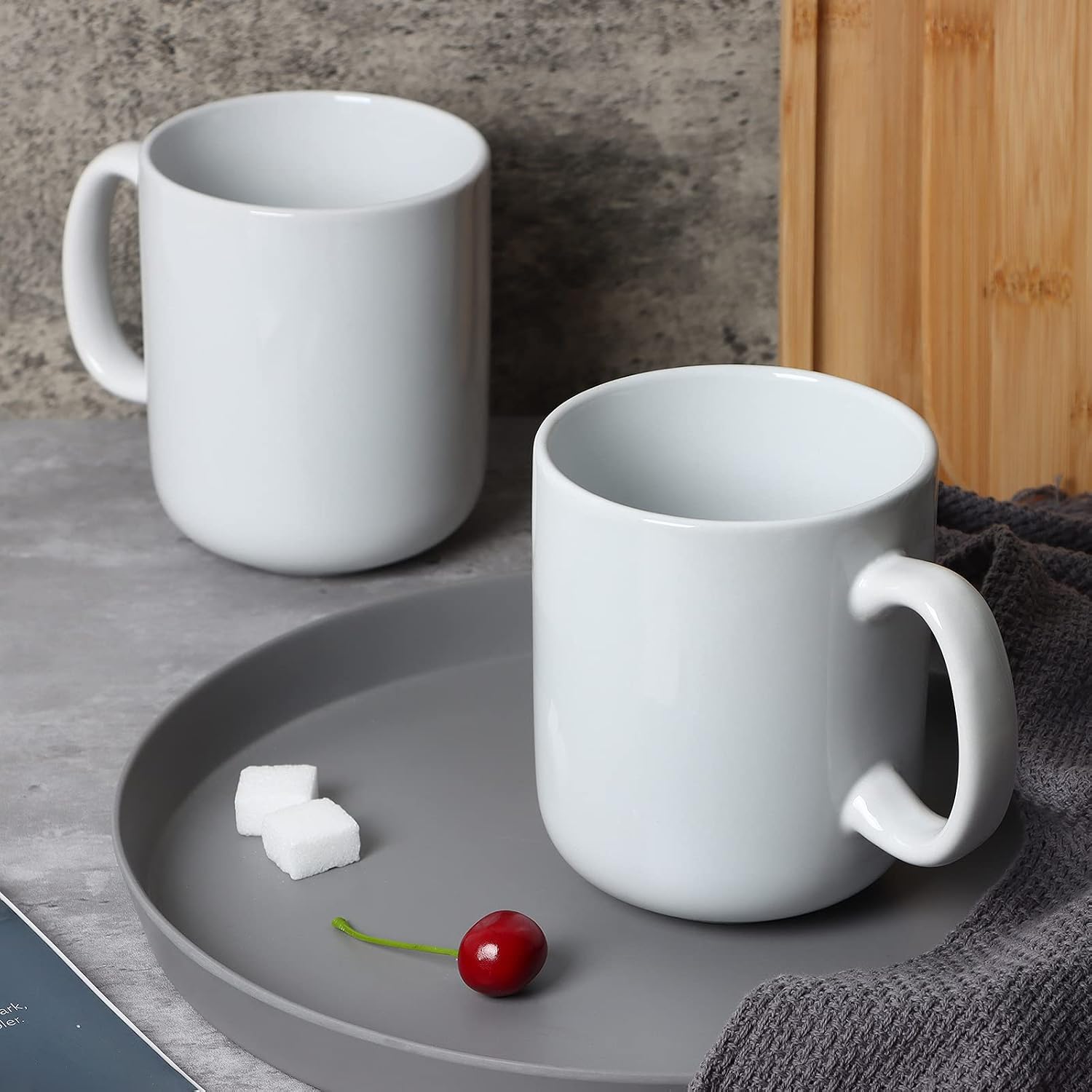 Ashenby 20 OZ Large Coffee Mug, M016 Ceramic Big Tea Cup with Handle for Dad Men, 566.99 g, White