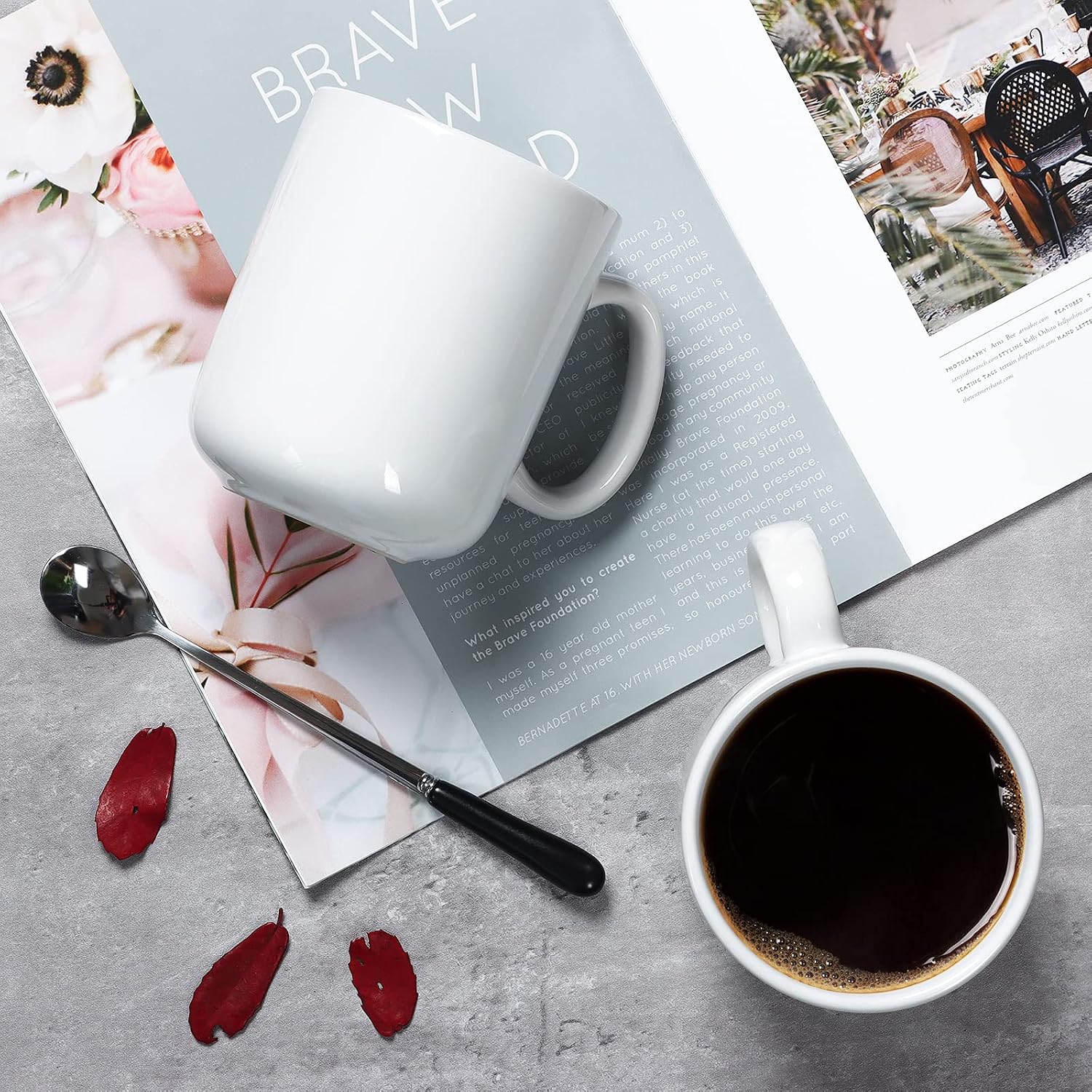 Ashenby 20 OZ Large Coffee Mug, M016 Ceramic Big Tea Cup with Handle for Dad Men, 566.99 g, White