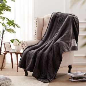 VelloHome Heated Throw Blanket, Soft Flannel, 6 Levels, Charcoal, 3 pounds, Throw Size 50*60"