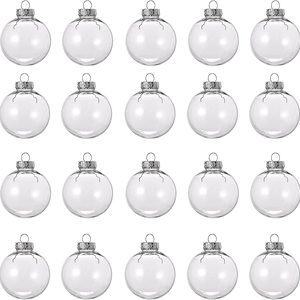 Ashenby 20 Pcs Clear Plastic Fillable Ornament Balls, 0.1 kg