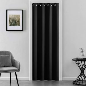 Aldernest Doorway Curtain 42'' W x 80" L, Privacy Temporary Door Alternative Accodion Doors, 1.28 ounces, Black