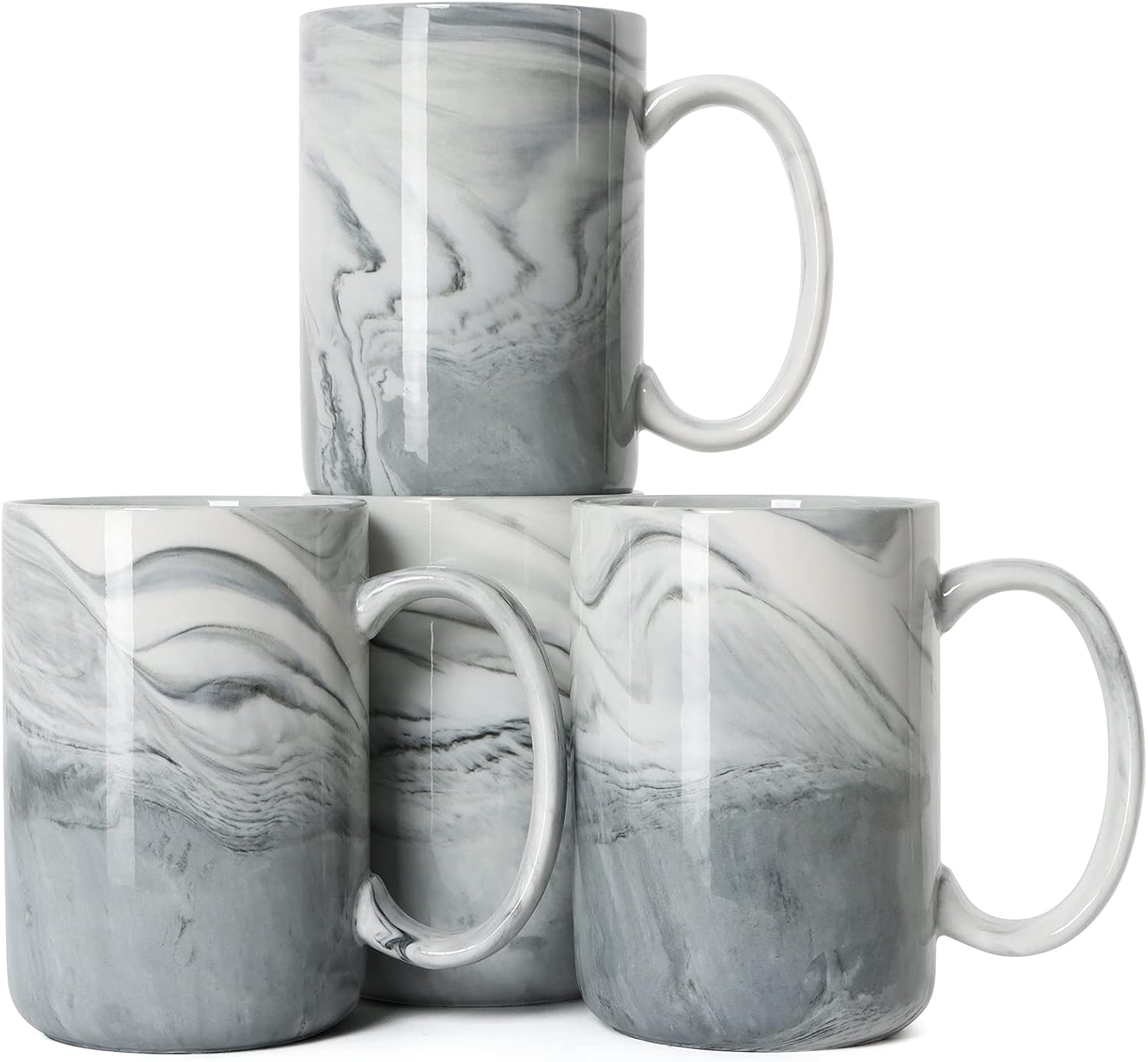 Ashenby 14 OZ Marble Coffee Mugs, M068 Novelty Marble Ceramic Cup for Home and Office, 2.8 pounds, Gray