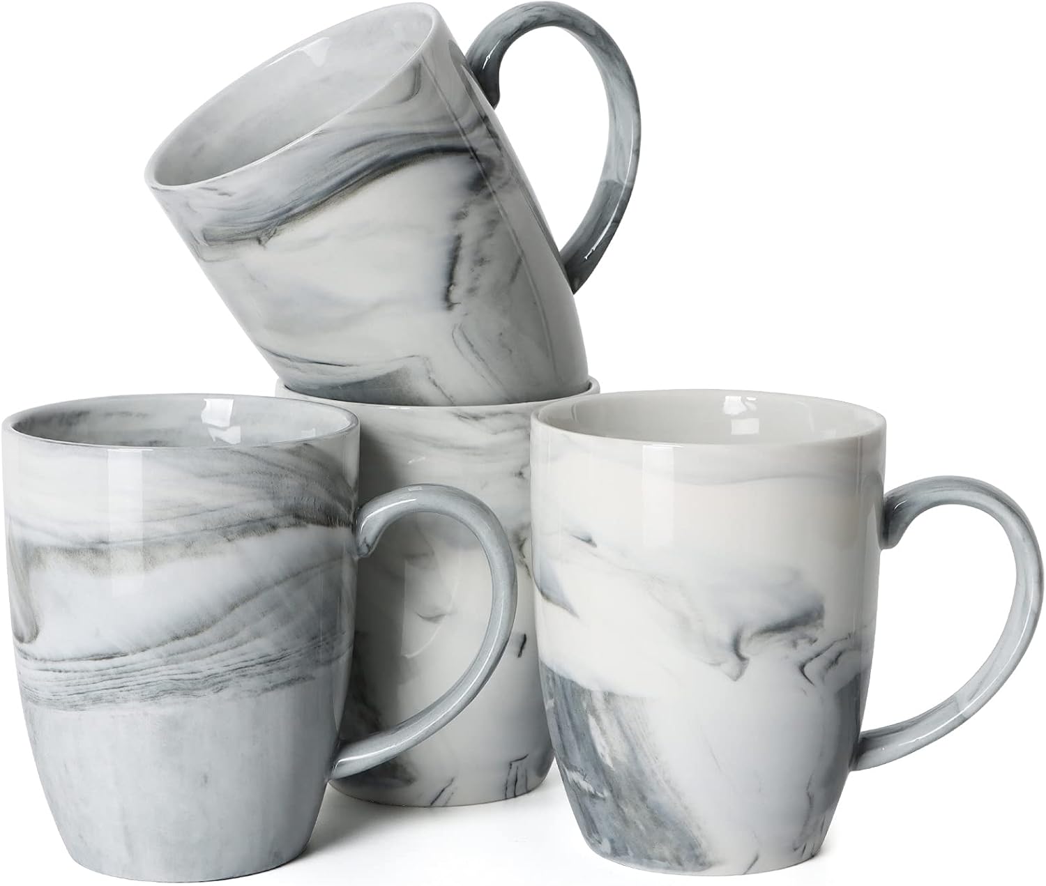 Ashenby 14 OZ Marble Coffee Mugs, M067 Novelty Marble Ceramic Cup for Home and Office, 2.8 pounds, Gray