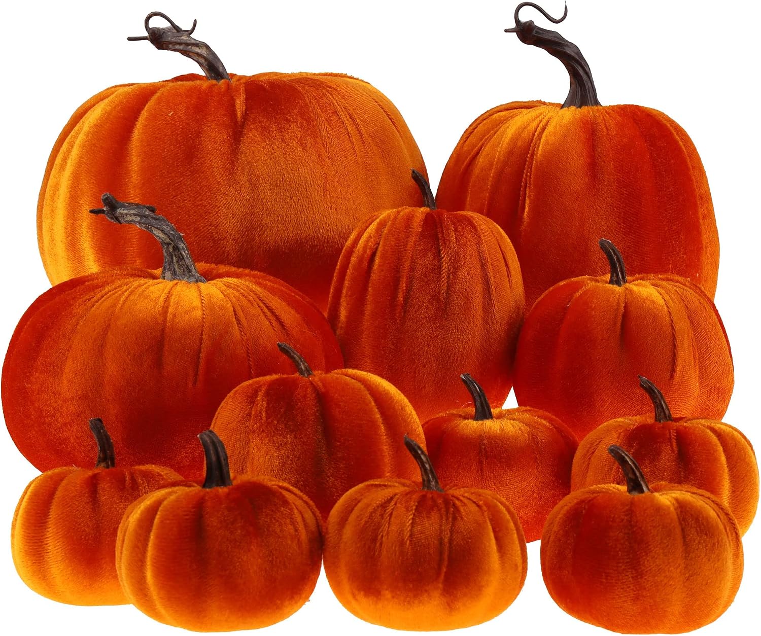 Aldernest 12 Pcs Artificial Large Velvet Pumpkins Fake Orange Pumpkin Decor, 0.65 kg