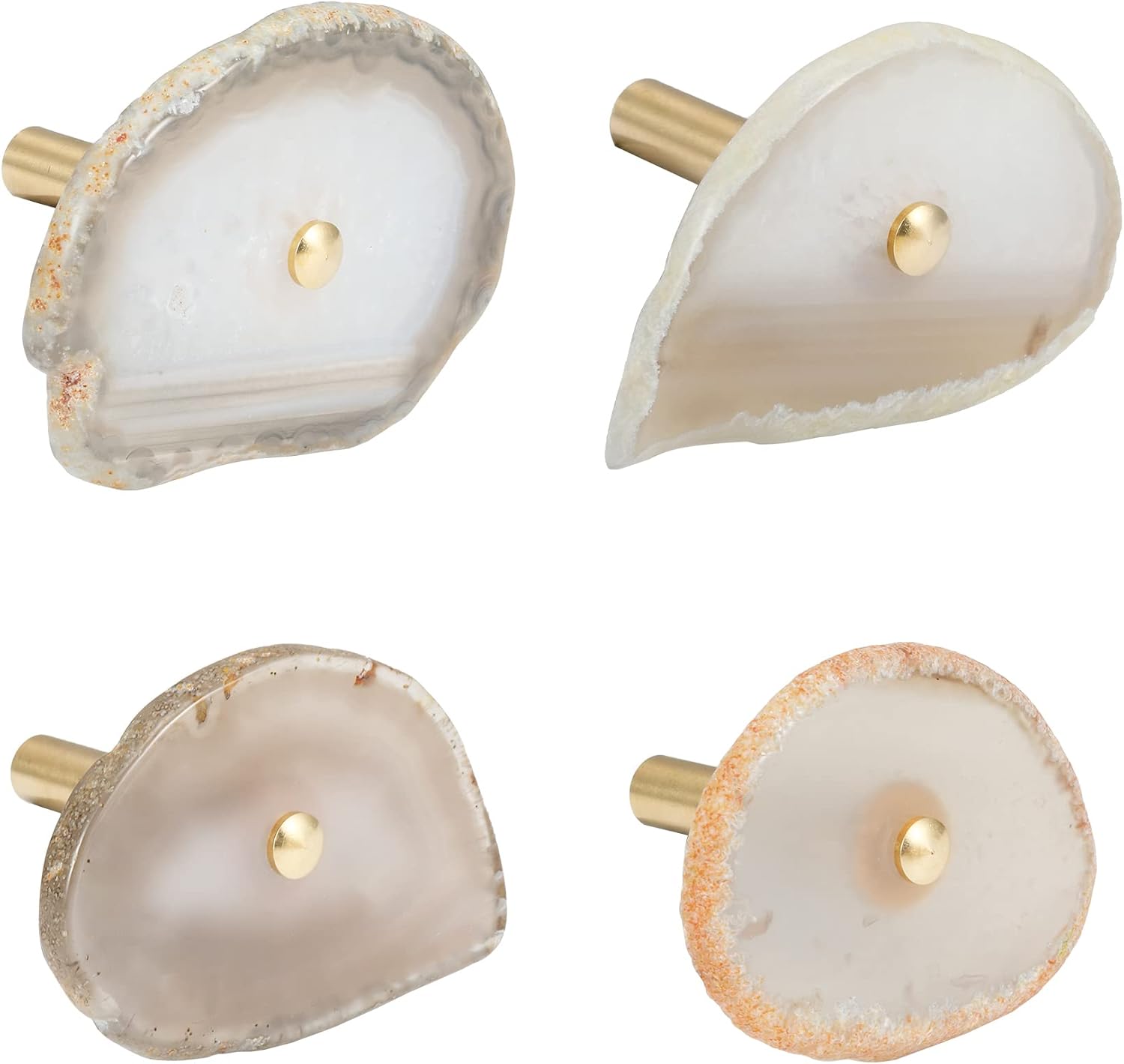 CozyWick 4 Pcs Unique Agate Wall Hooks for Hanging, Decorative Wall Hooks, 10 pounds, Natural Color