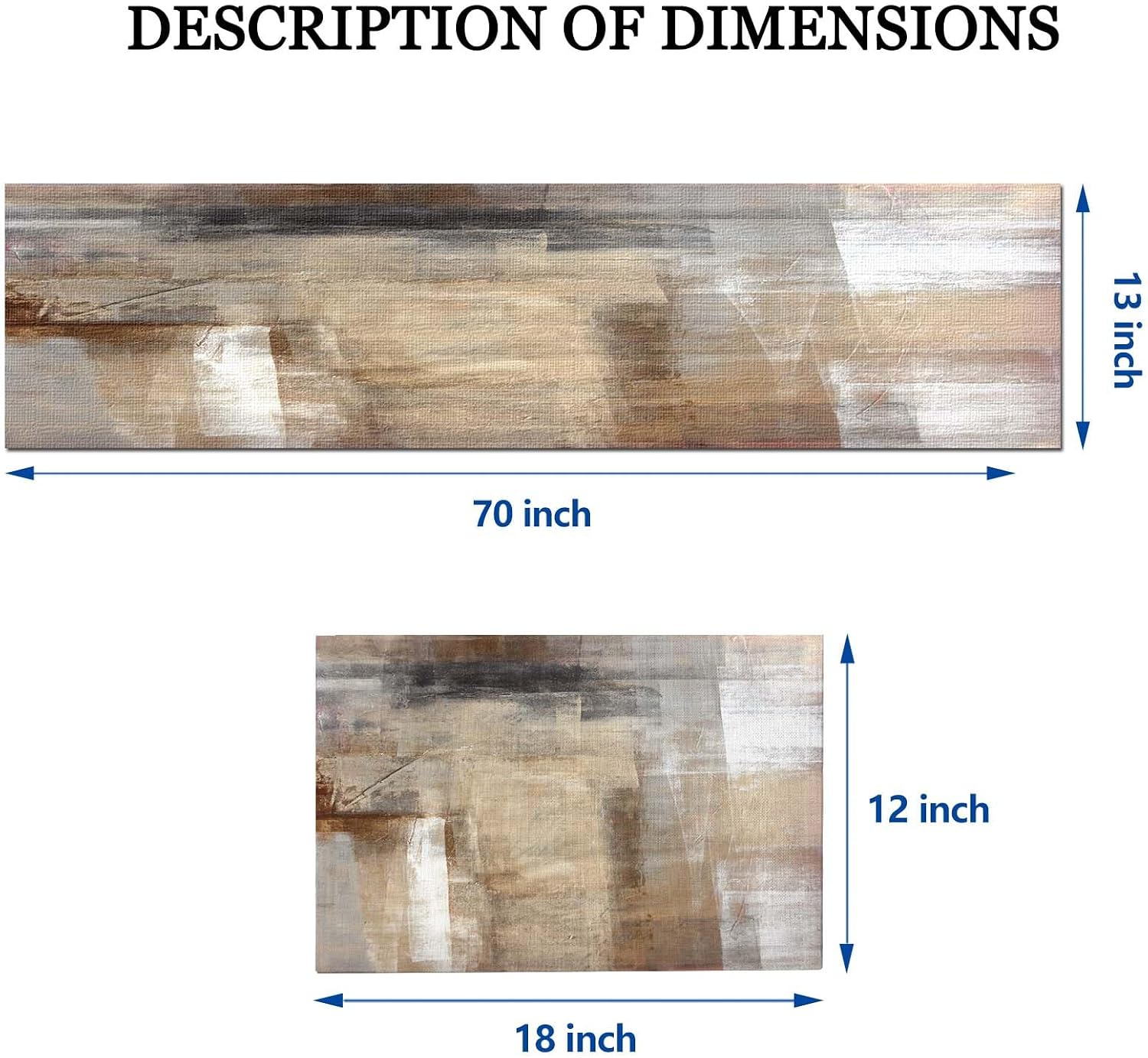 Aldernest Brown Table Runner and Placemats Set of 6 Pieces, Beige Placemats Modern Art, 1 Table Runner(70"X13")+6 Placemat(18"X12")