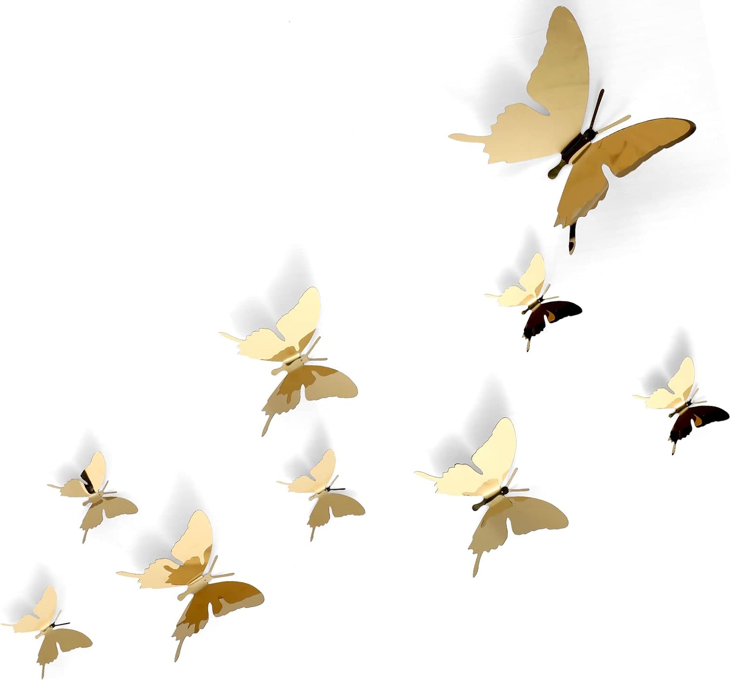 Aldernest 24 Pieces Metal Butterfly Wall Decor, 3D Flying 3 Sizes, Gold, 8.96 ounces, approx. 2.36 inches, 3.94 inches, 5.9 inches