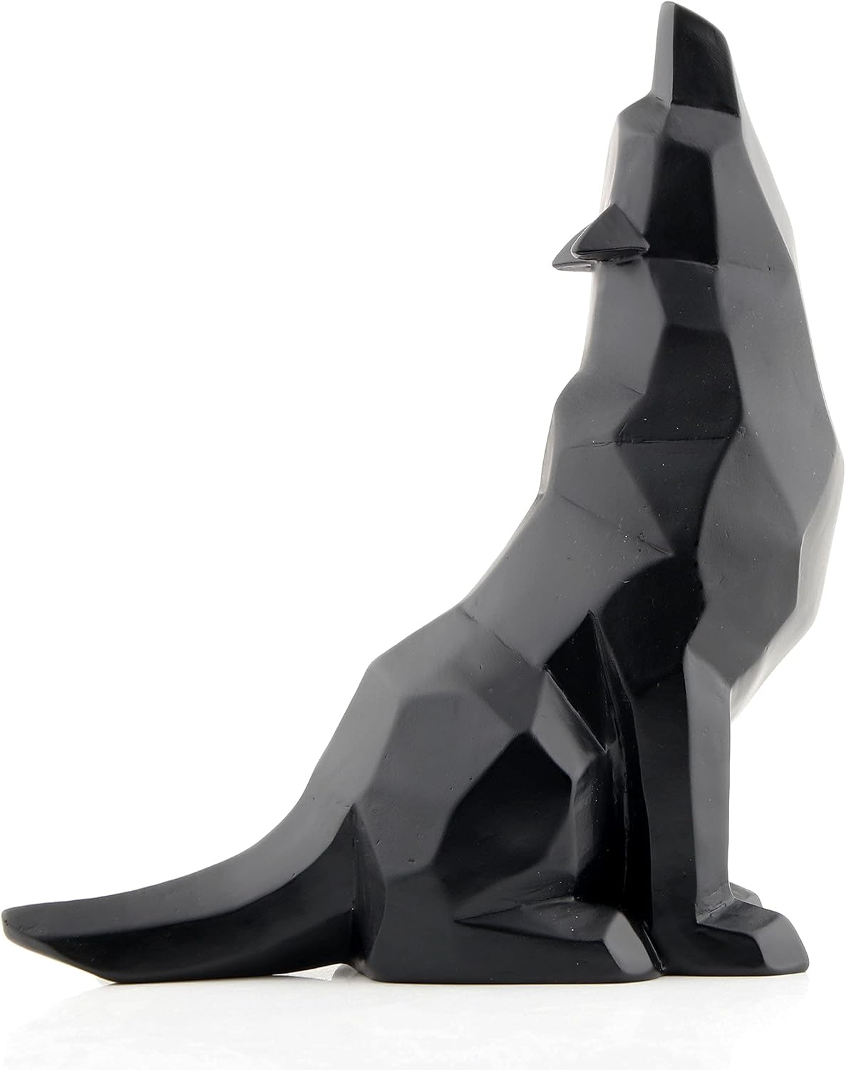 NestlyCo Black Wolf Howling Wolf Figurine Statue for Home Decor - 5.8 inches Tall