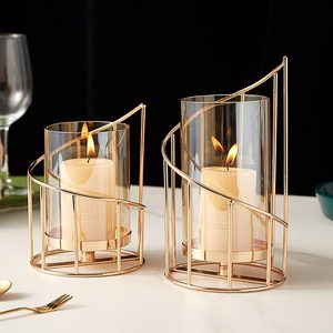 Aldernest Metal Wire Candle Holder Set of 2, 0.76 kg, Gold