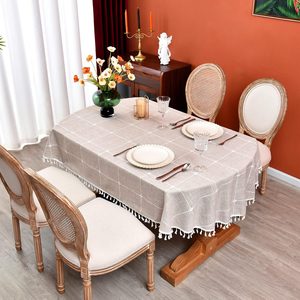 Aldernest Plaid Farmhouse Coffee Oval Tablecloth Cotton Linen Heavy Weight Checkered Table Covers Cloths for Dining Room Kitchen Tabletop Decoration