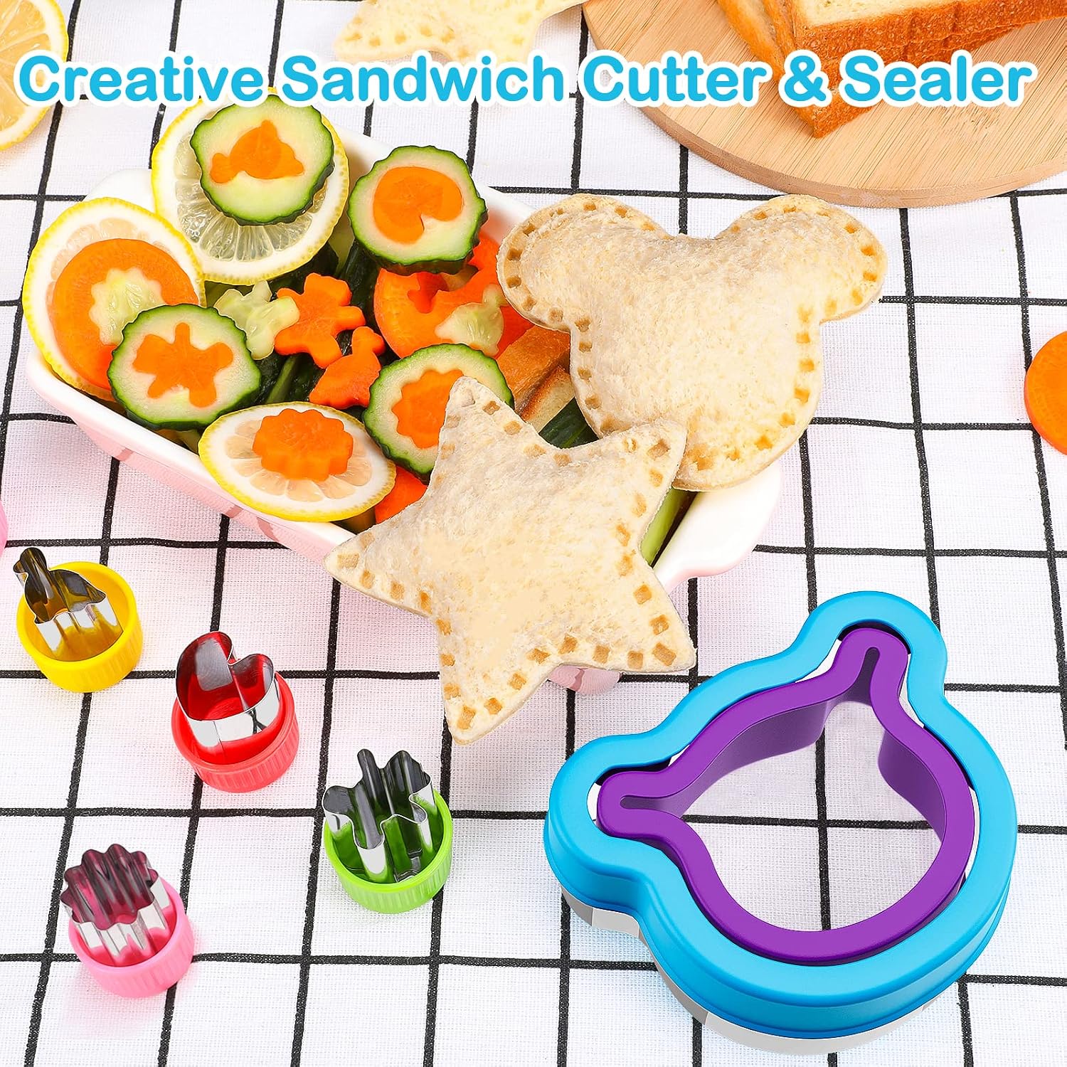 Aldernest 8 pcs Sandwich Cutters for Kids Lunch, Breakfast Crustless Sandwich Maker