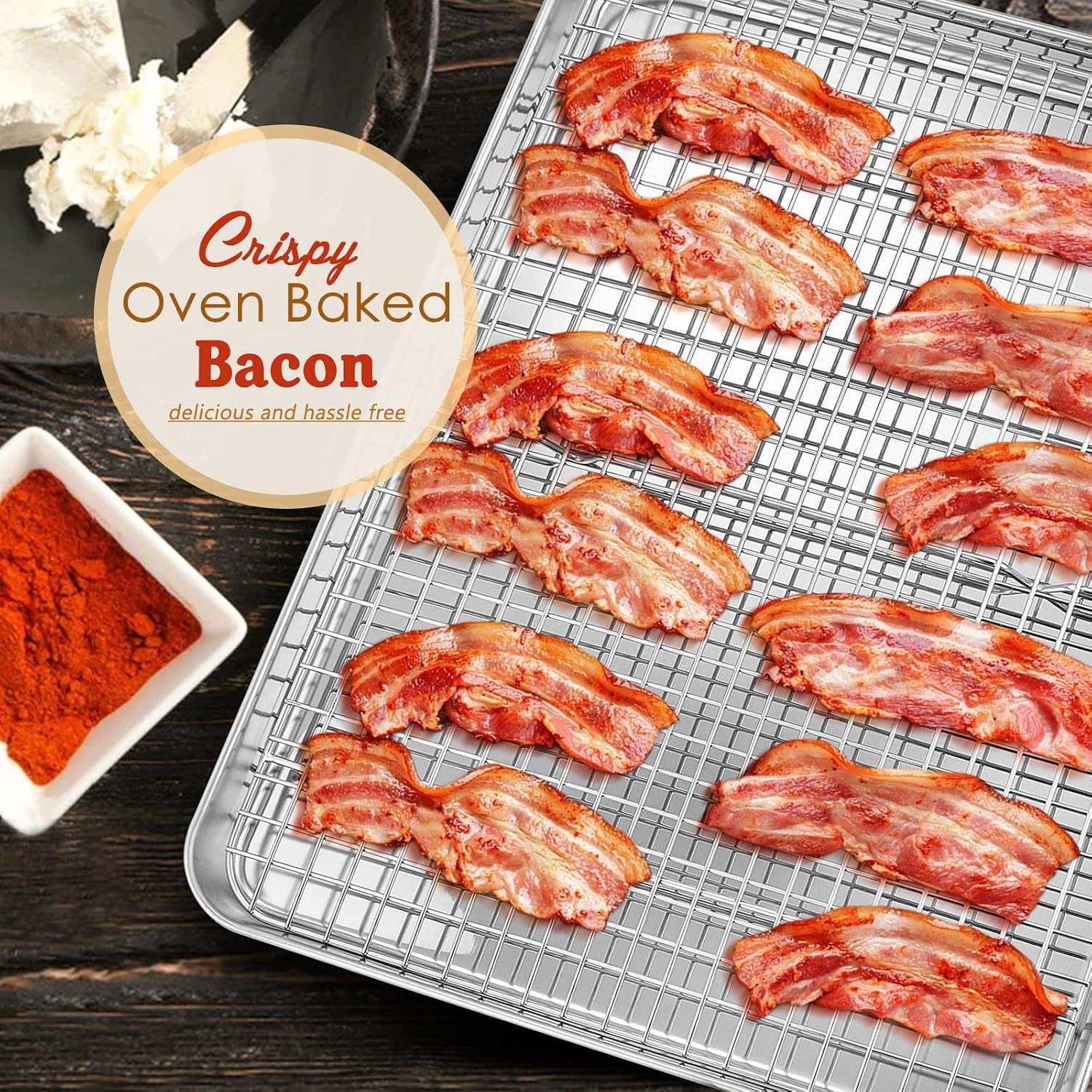 Barleyfield Stainless Steel Baking Sheet with Rack Set, 16”x12” Cookie Sheet Pan for Oven, 2.23 kg, Silver, 4 Count