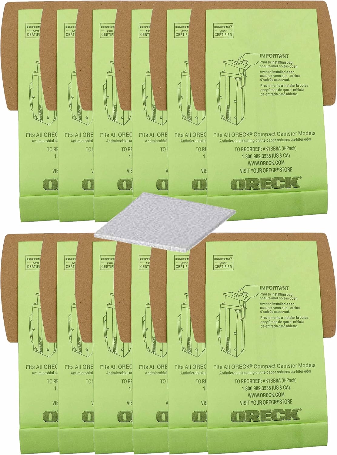 Elmgate Compatible with oreck vacuum bag Type bb Compact Canister Bags PKBB12DW, green