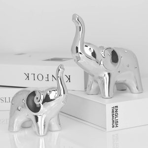 Maplewick A Pair Elephant Statue Home Decor, Modern Style Figurines, 0.35 kg, Silver