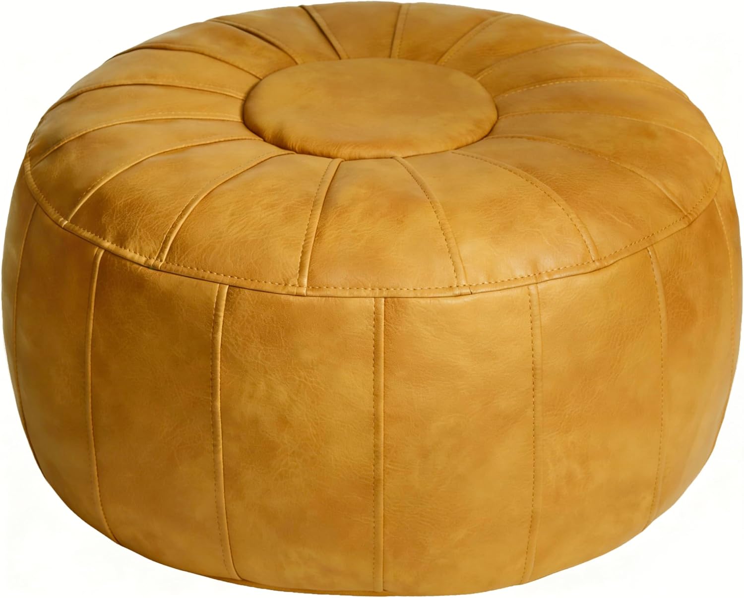 Aldernest Unstuffed Moroccan Storage Pouf Foot Stool Ottoman Seat Handmade Faux Leather Bean Bag Floor Chair Foot Rest for Living Room