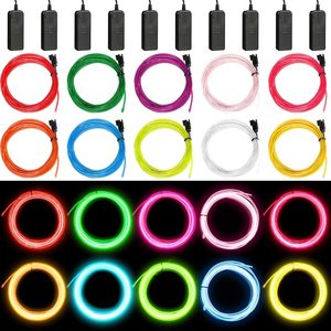 Copperlyn 15 Pack 7ft El Wire Neon Light 3 Mode Battery Powered LED Lights, 1.5 pounds