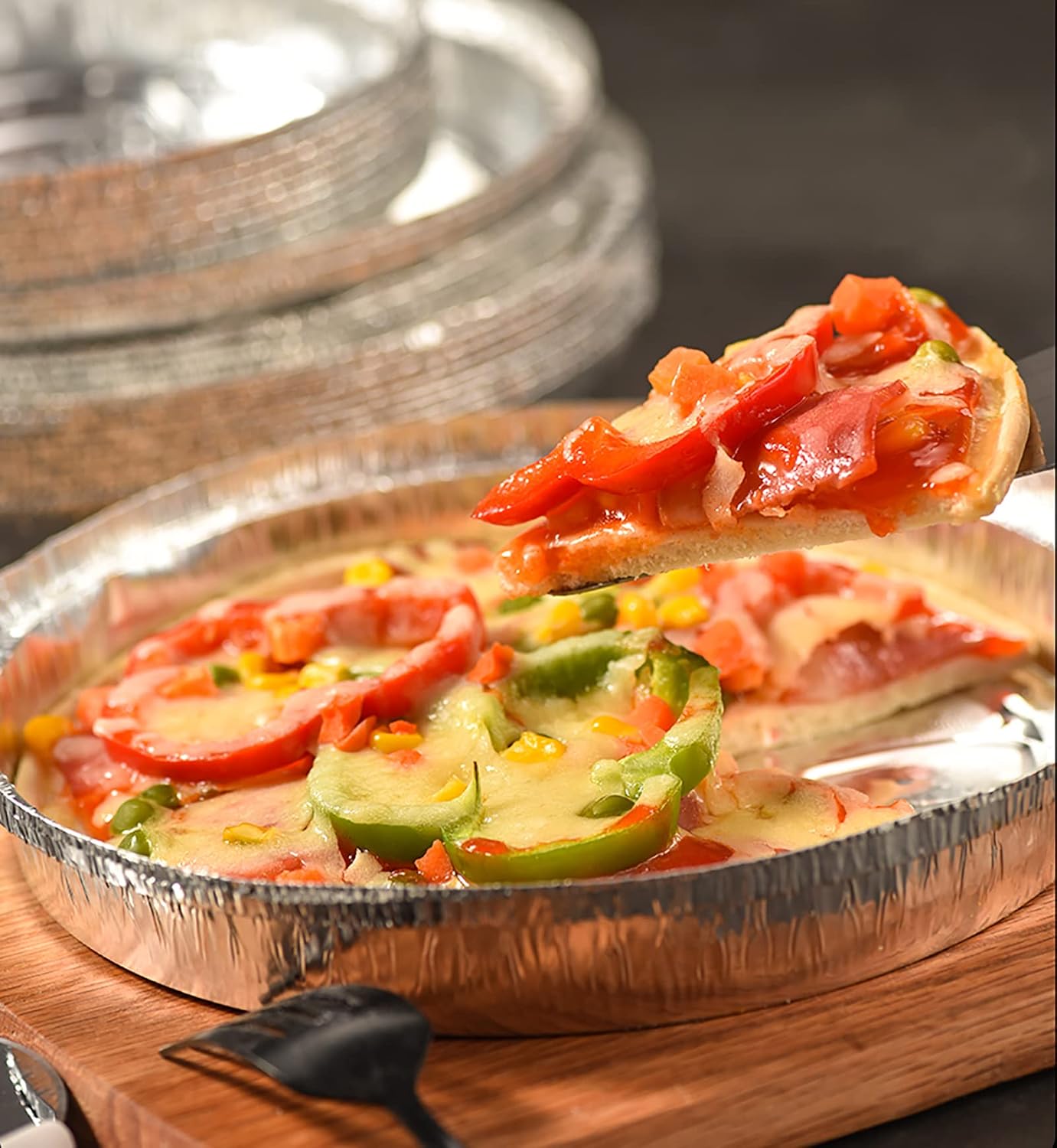 Birchmont 45 Pack 13 Inch Round Aluminum Foil Pans, 703 g, Silver